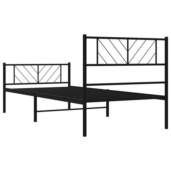 Schwarzes Metallbettgestell mit Kopfteil und Fußteil Marcos 90x200cm