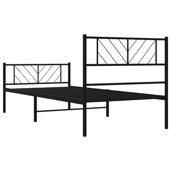 Schwarzer Metall-Bettrahmen mit Kopfteil und Fußteil Marcos 107x203cm