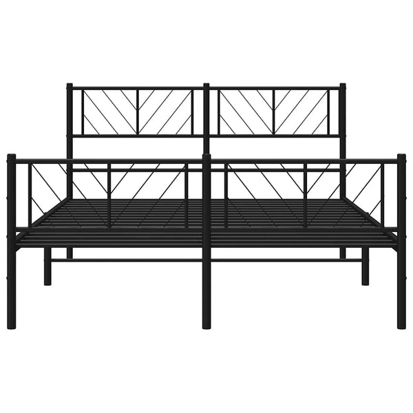 Schwarzer Metall-Bettrahmen mit Kopfteil Marcos 135x190cm