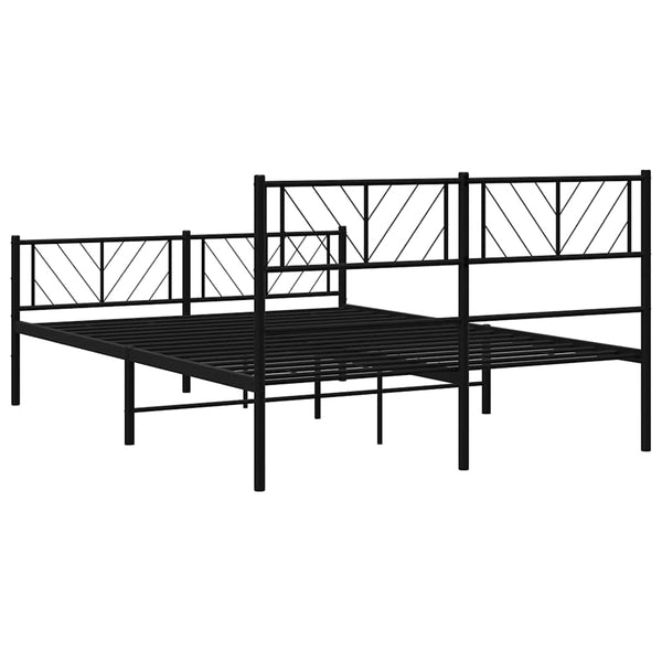 Schwarzer Metall-Bettrahmen mit Kopfteil Marcos 135x190cm