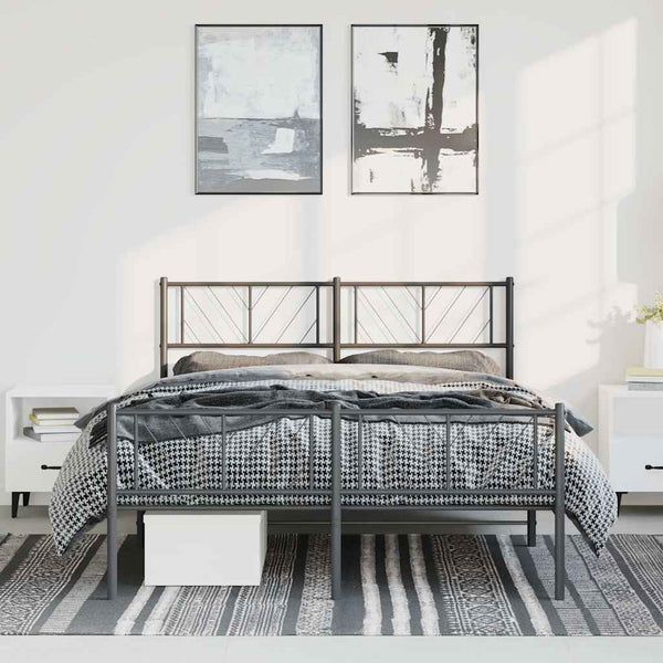 Schwarzer Metall-Bettrahmen mit Kopfteil Marcos 135x190cm