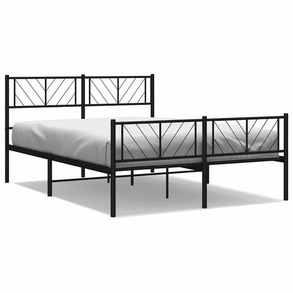 Schwarzes Metallbettgestell mit Kopfteil und Fußteil Marcos 150x200cm