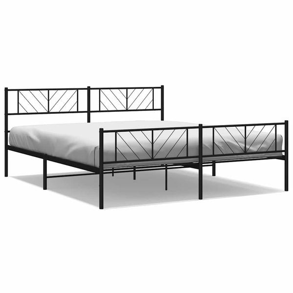 Schwarzes Metallbettgestell mit Kopfteil und Fußteil Marcos 183x213cm