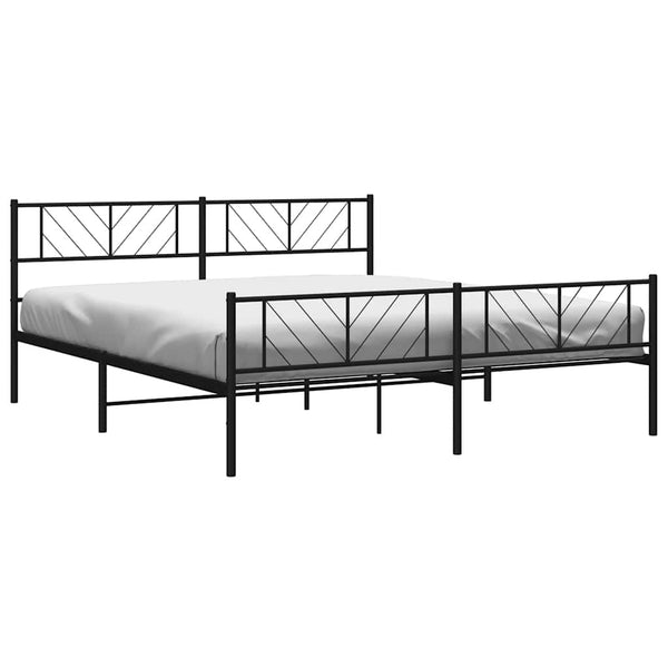 Schwarzes Metallbettgestell mit Kopfteil und Fußteil Marcos 183x213cm