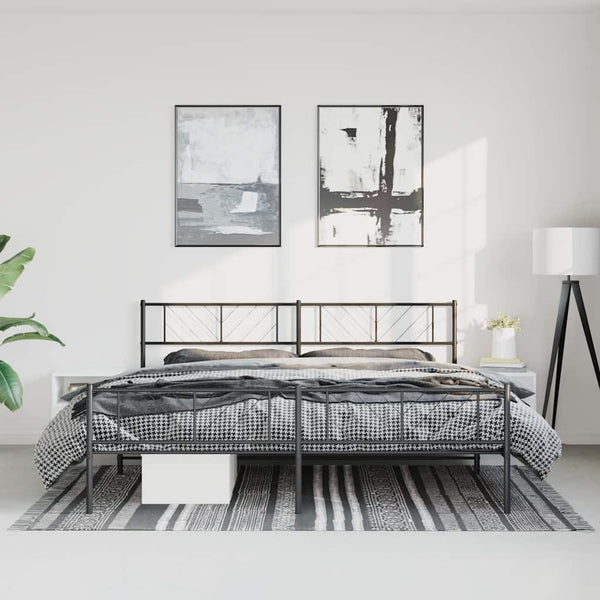Schwarzes Metallbettgestell mit Kopfteil und Fußteil Marcos 183x213cm
