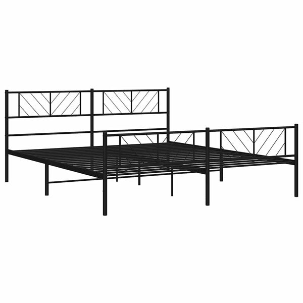 Schwarzes Metallbettgestell mit Kopfteil Marcos 193x203cm
