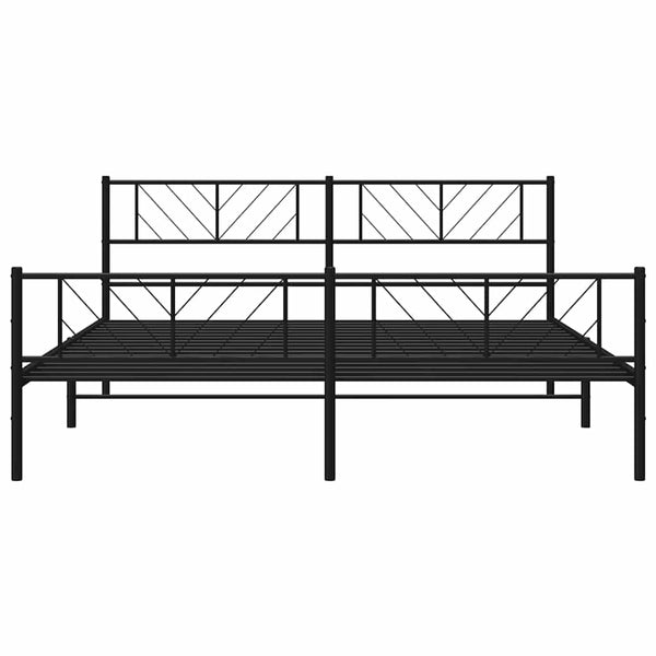 Schwarzes Metallbettgestell mit Kopfteil Marcos 193x203cm