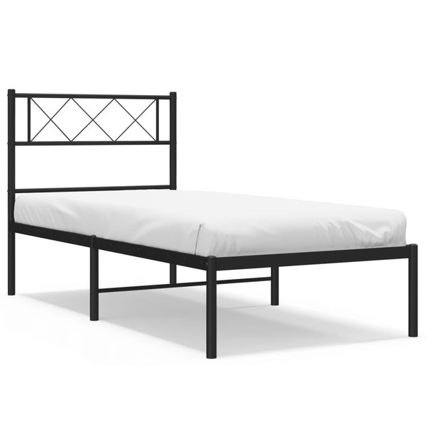 Schwarzes Metallbettgestell mit Kopfteil Ciuciu 107x203cm