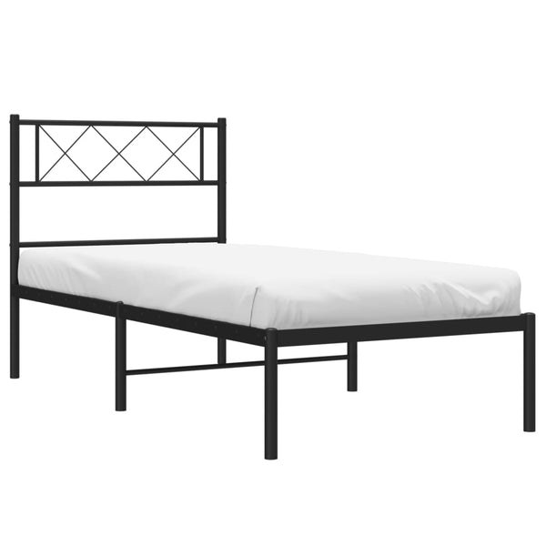Schwarzes Metallbettgestell mit Kopfteil Ciuciu 107x203cm