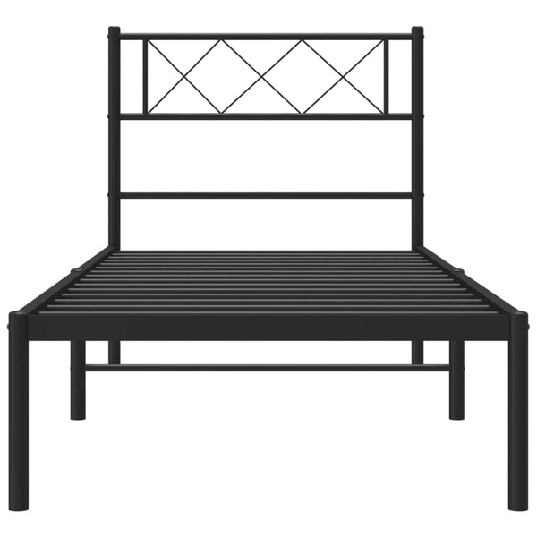 Schwarzes Metallbettgestell mit Kopfteil Ciuciu 107x203cm