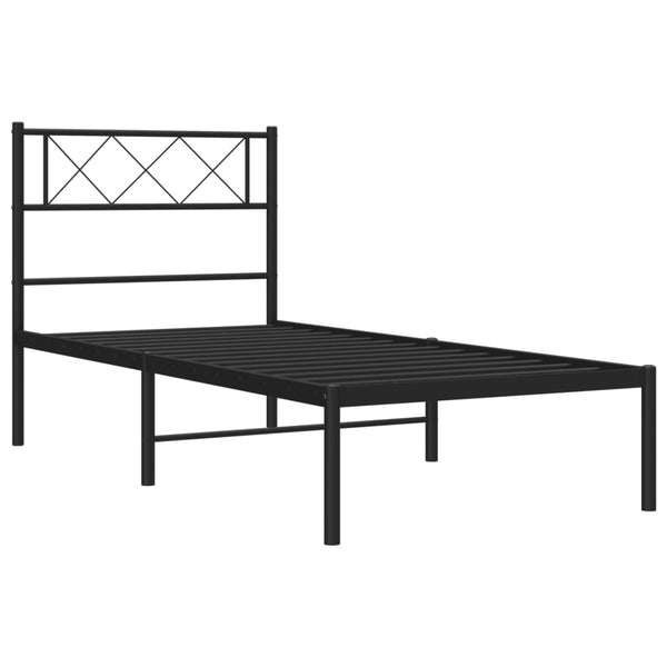 Schwarzes Metallbettgestell mit Kopfteil Ciuciu 107x203cm