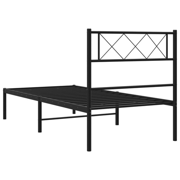 Schwarzes Metallbettgestell mit Kopfteil Ciuciu 107x203cm