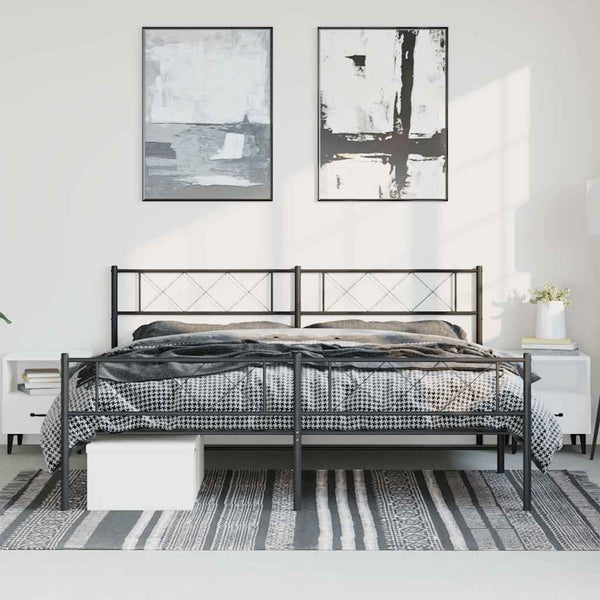 Schwarzes Metallbettgestell mit Kopfteil Ciuciu 193x203cm