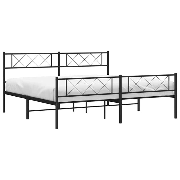 Schwarzes Metallbettgestell mit Kopfteil Ciuciu 193x203cm
