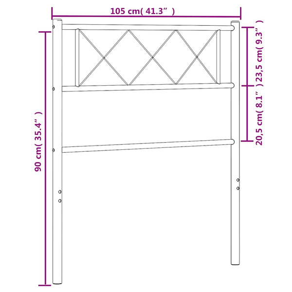 Musta metallinen sängynpääty Emilina 100cm
