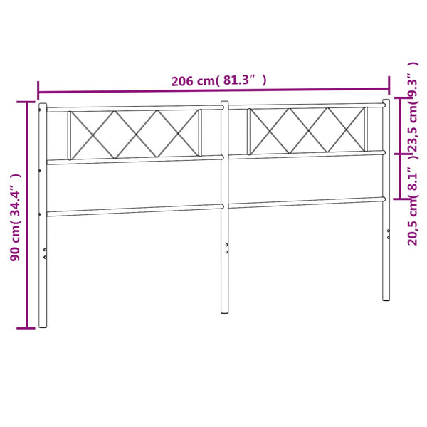 Schwarzes Metallkopfteil Emilina 200cm