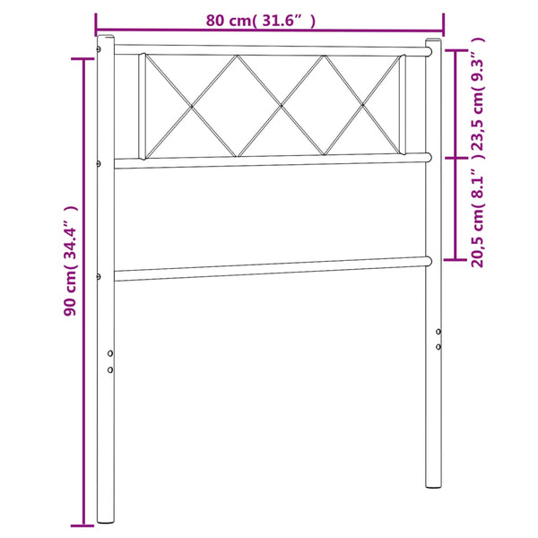 Valkoinen metallinen sängynpääty Emilina 75cm