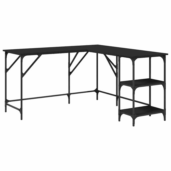 Schwarzer Schreibtisch Petrusca 139x139x75cm (Holz)