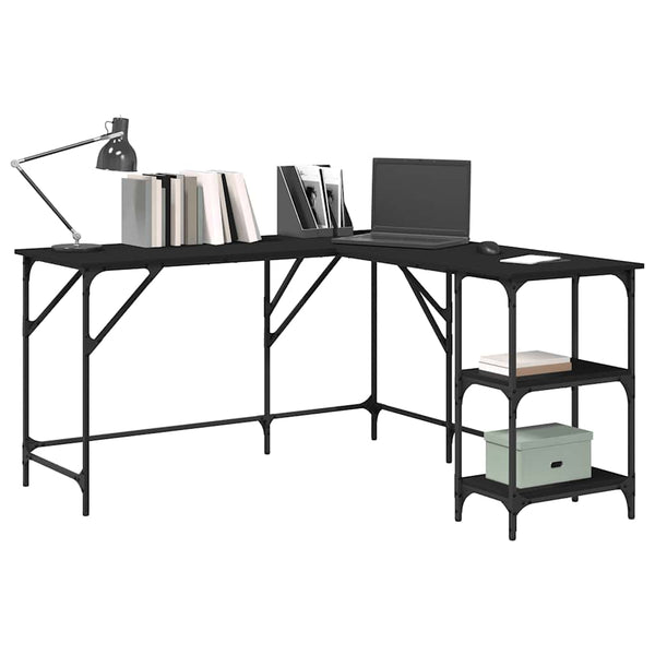 Schwarzer Schreibtisch Petrusca 139x139x75cm (Holz)