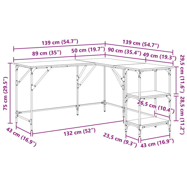Schwarzer Schreibtisch Petrusca 139x139x75cm (Holz)