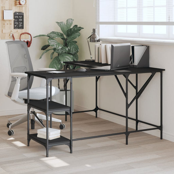 Schwarzer Schreibtisch Petrusca 139x139x75cm (Holz)