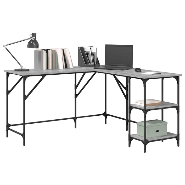 Grauer Schreibtisch Petrusca 139x139x75cm (Holz)