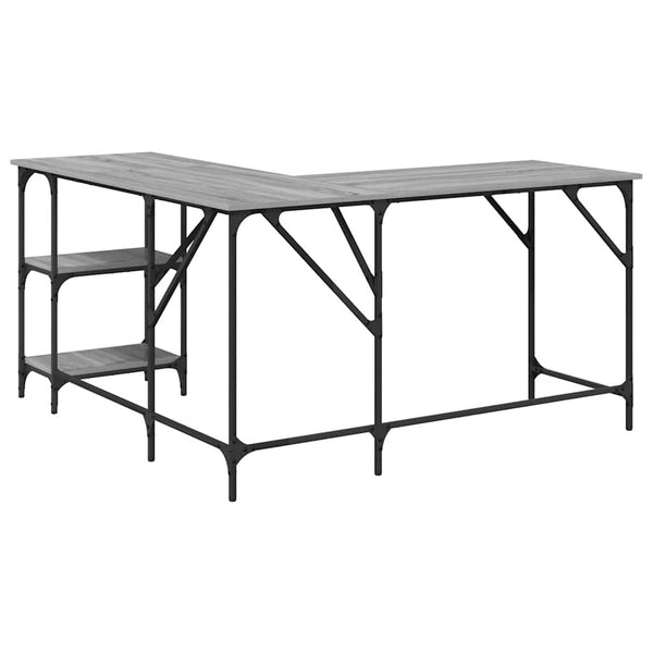 Grauer Schreibtisch Petrusca 139x139x75cm (Holz)