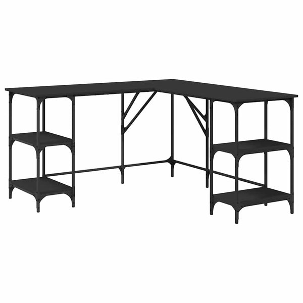 Schwarzer Schreibtisch Selmi 139x139x75cm (Holz)