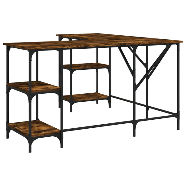 Schreibtisch geräucherte Eiche Selmin 139x139x75cm (Holz)