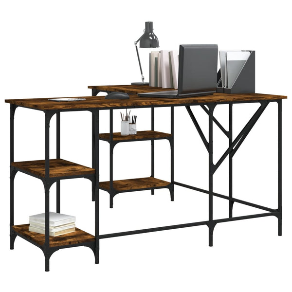 Schreibtisch geräucherte Eiche Selmin 139x139x75cm (Holz)