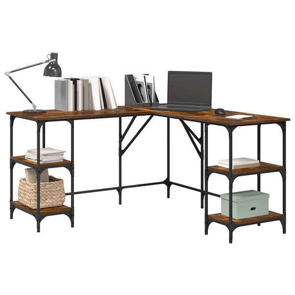Schreibtisch geräucherte Eiche Selmin 139x139x75cm (Holz)