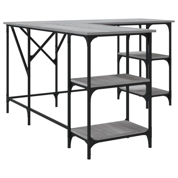 Grauer Schreibtisch Selmi 139x139x75cm (Holz)
