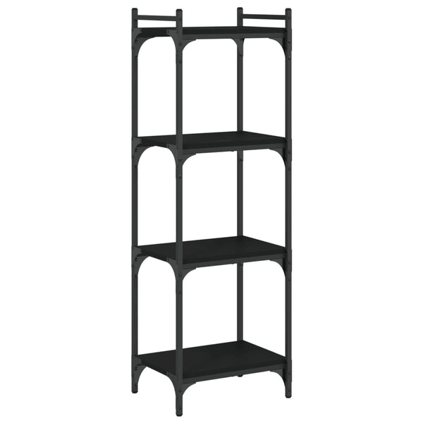 Schwarzes Bücherregal Mazer 40x30x120cm (4 Ebenen, Holz)