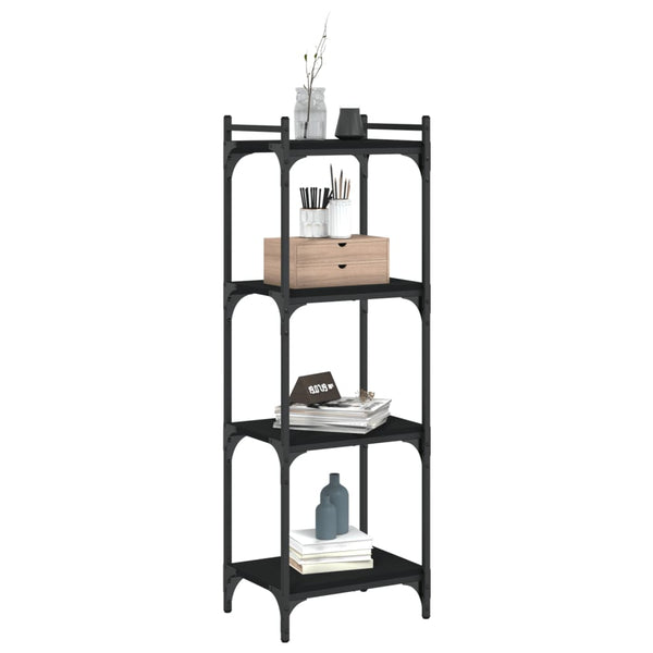 Schwarzes Bücherregal Mazer 40x30x120cm (4 Ebenen, Holz)