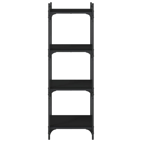 Schwarzes Bücherregal Mazer 40x30x120cm (4 Ebenen, Holz)