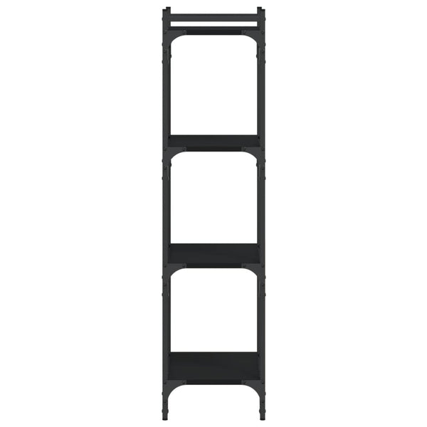 Schwarzes Bücherregal Mazer 40x30x120cm (4 Ebenen, Holz)