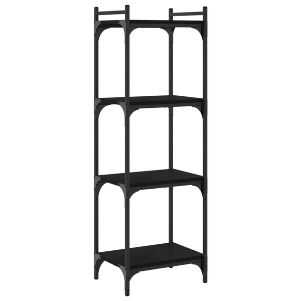 Schwarzes Bücherregal Mazer 40x30x120cm (4 Ebenen, Holz)