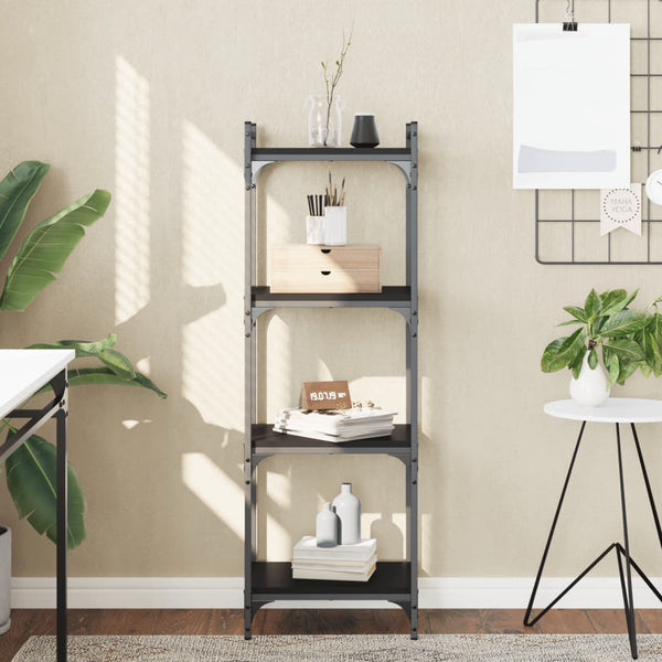 Schwarzes Bücherregal Mazer 40x30x120cm (4 Ebenen, Holz)