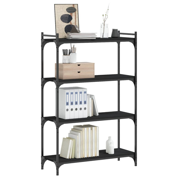 Schwarzes Bücherregal Mazer 80x30x120cm (4 Ebenen Holz)