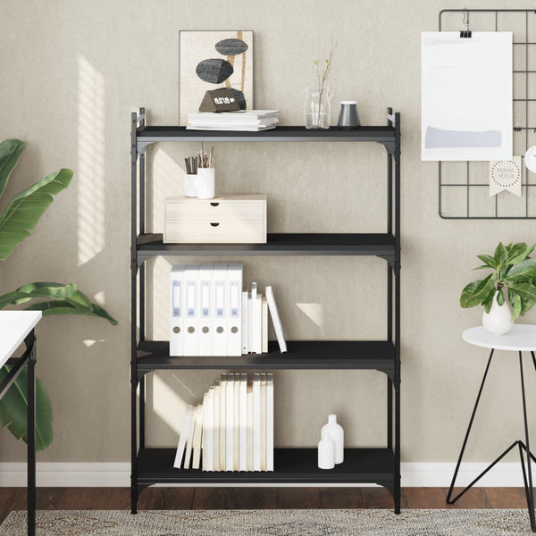 Schwarzes Bücherregal Mazer 80x30x120cm (4 Ebenen Holz)