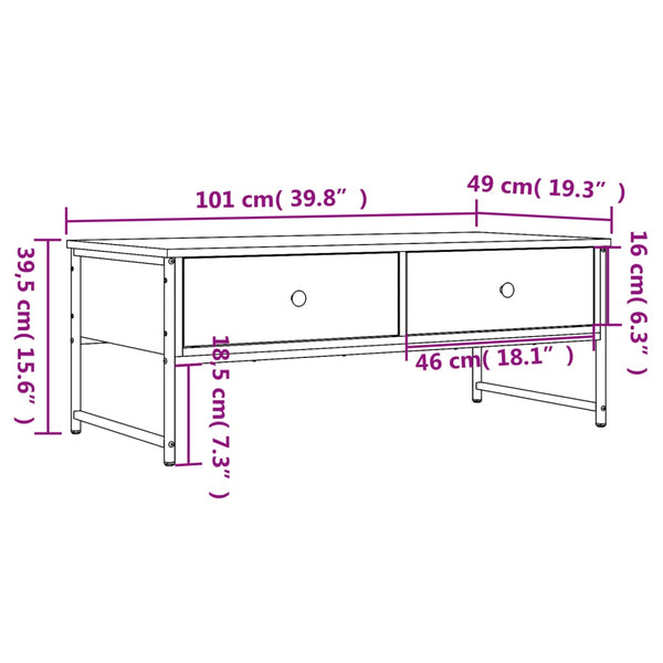 Harmaa sohvapöytä Kirby 101x49x39,5cm (puinen)