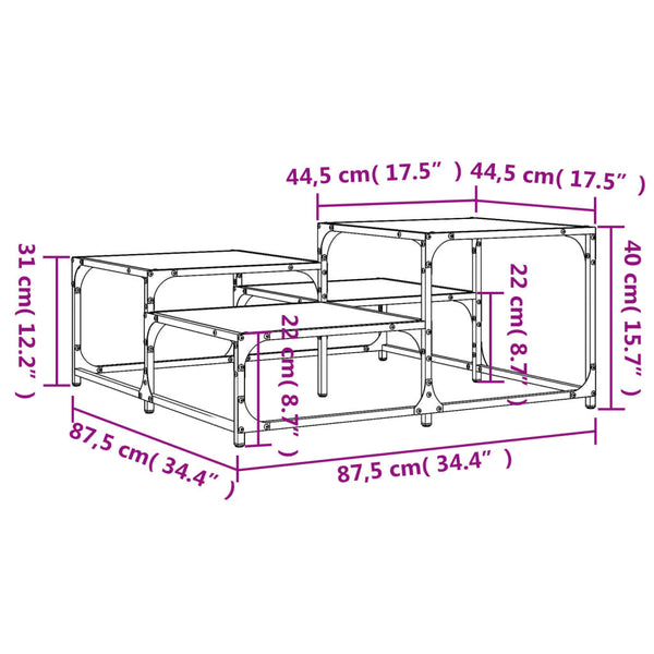 Couchtisch Amelitta, schwarz 87,5x87,5x40cm (Holz)