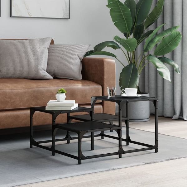 Schwarzer Couchtisch Amelitta 68x68x40cm (Holz)