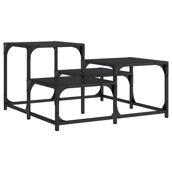 Schwarzer Couchtisch Amelitta 68x68x40cm (Holz)