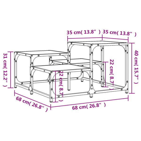 Schwarzer Couchtisch Amelitta 68x68x40cm (Holz)