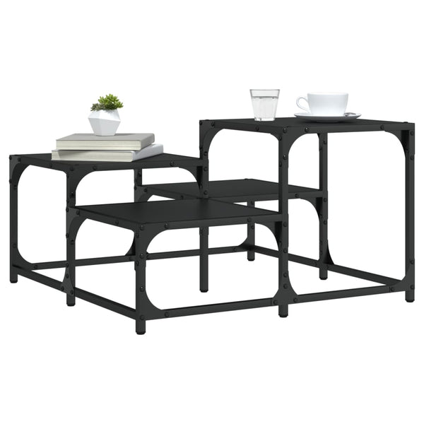 Schwarzer Couchtisch Amelitta 68x68x40cm (Holz)