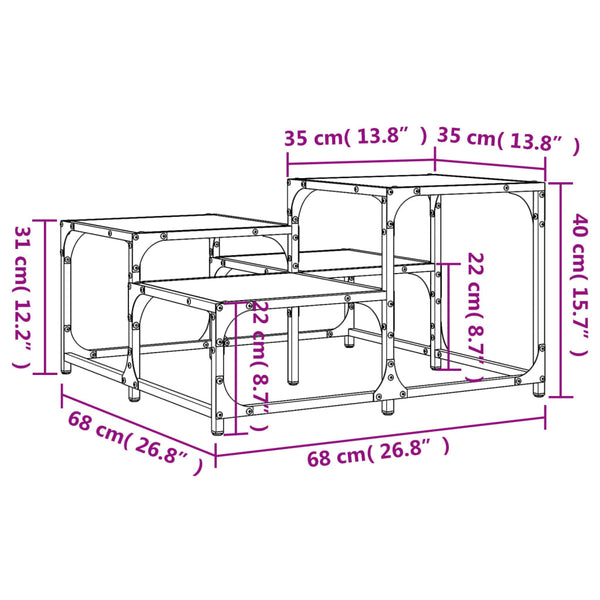 Couchtisch Amelitta grau 68x68x40cm (Holz)