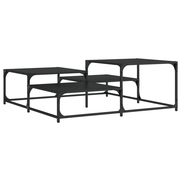 Schwarzer Couchtisch Amelitta 107x107x40cm (Holz)