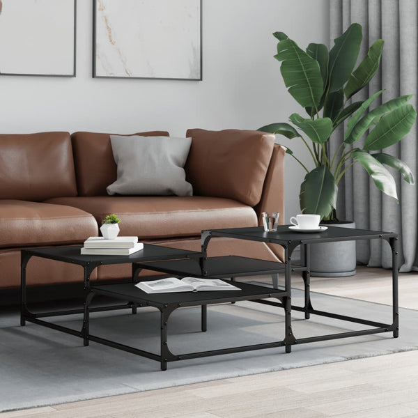 Schwarzer Couchtisch Amelitta 107x107x40cm (Holz)
