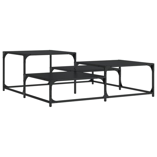 Schwarzer Couchtisch Amelitta 107x107x40cm (Holz)